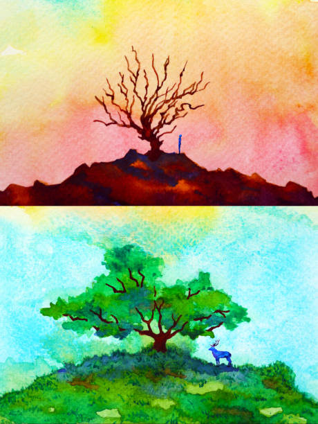 istock global warming climate change abstract art spiritual mind human animal watercolor painting illustration design hand drawing 1224376801
