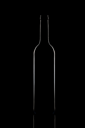 Black wine bottle reflex silhouette