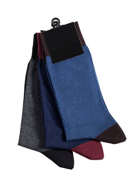 3 calcetines de paquete aislados sobre fondo blanco - sock wool multi colored isolated fotografías e imágenes de stock