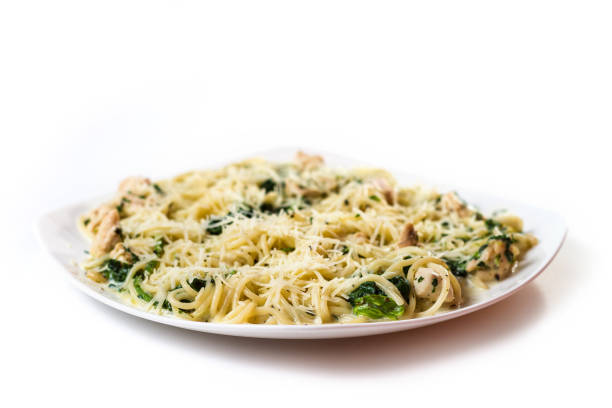 istock Pasta with chicken and spinach and cheese 1224383007