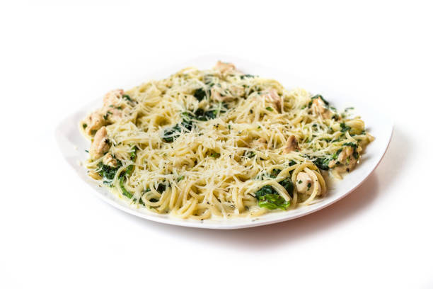 istock Pasta with chicken and spinach and cheese 1224383028