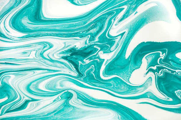 istock Mint green and white paint marbling flow background. 1224385287