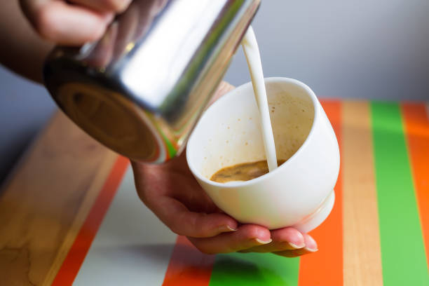 Making coffee cup with latte art