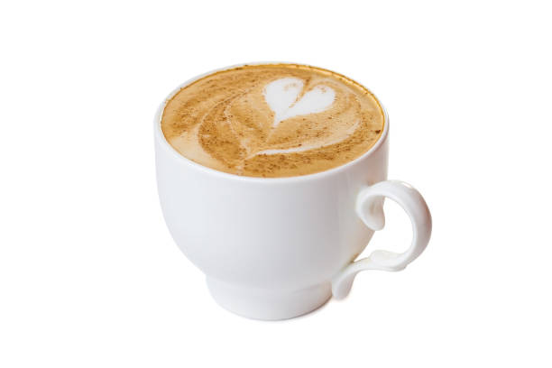 istock Hot coffee cup with heart shape on surface isolated on a white background 1224385462