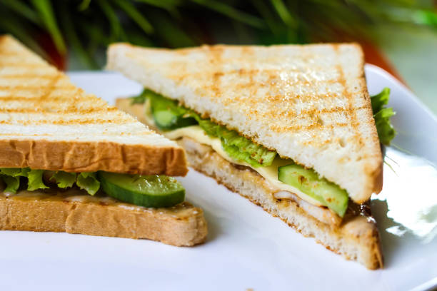 istock Two sandwiches of white bread on plate 1224385663