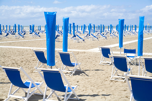 Empty beach due to corona lockdown, italy, adriatc coast, vacation impossible