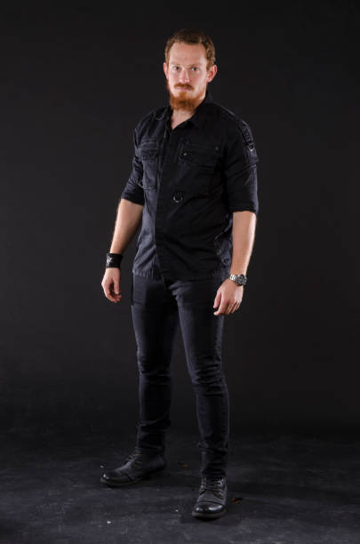 istock Redhead metalhead in black 1224386680