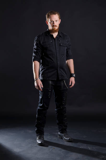 istock Redhead metalhead in black 1224387300