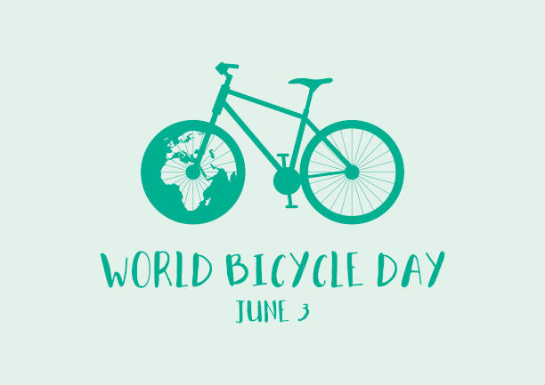 вектор всемирного дня велосипедов - silhouette earth globe environmental conservation stock illustrations