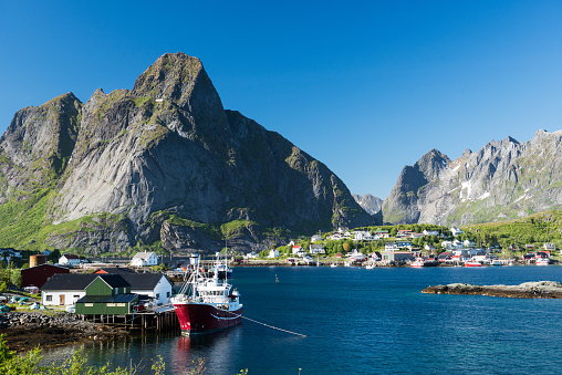 View on the Norwegian fishing village Reine, in Lofoten