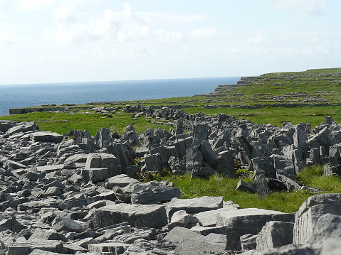 A view over the karst landscape on Inishmore, the largest of the Aran Islands. Ireland.