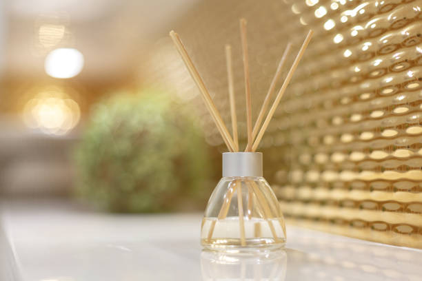 Air fragrance, essential oils and sticks. Room decor element.