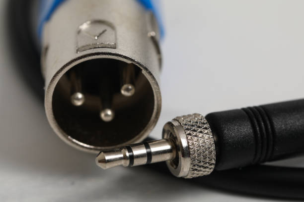 istock cable audio XLR micro jack male on white background 1224399875