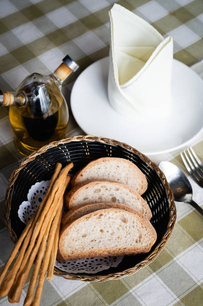 Italian appetizers with olive oil on a table