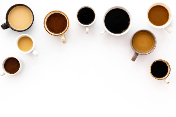 istock Lots of coffee on white table top view copy space 1224402515