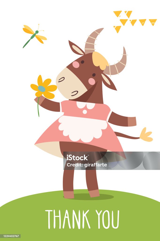 Funny Cartoon Hand Drawn Poster With Cow Stock Illustration - Download  Image Now - Abstract, Animal, Animals In The Wild - iStock