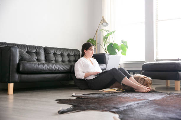 istock Serious woman telecommutes from home 1224404379