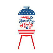 istock BBQ grill party invitation card template. Flat design icon Star and strip pattern Happy independence day United states of America. 4th of July. Flat design Vector illustration with lettering 1224407150
