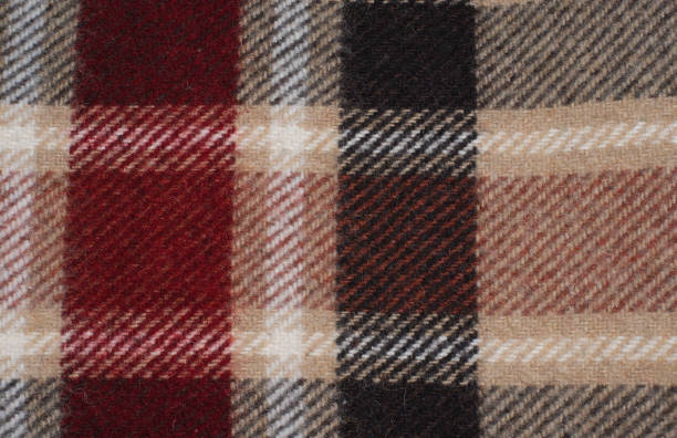 istock woolen blanket with a pattern of red and beige Scottish cage 1224407336