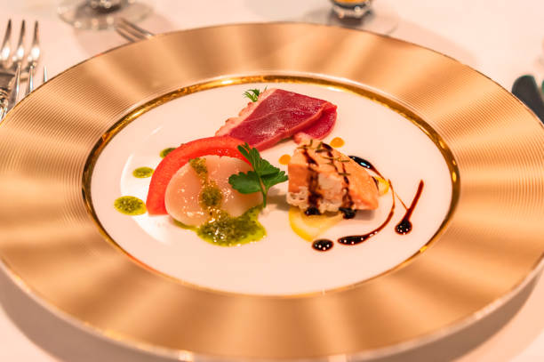 istock French dish hors d'oeuvre on a golden plate. 1224408913