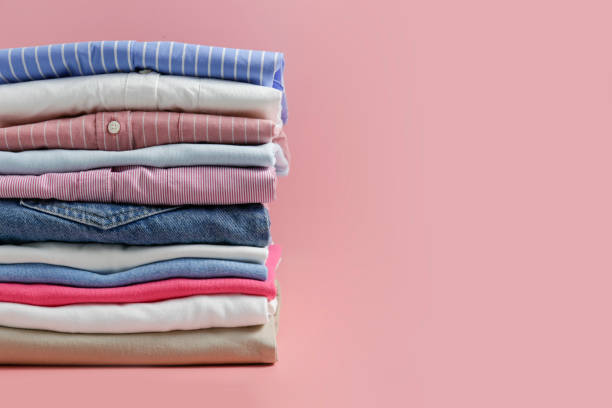 istock Clean garment neatly folded after laundry over bright background 1224409203