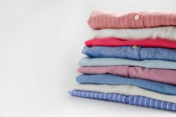 istock Clean garment neatly folded after laundry over bright background 1224409212