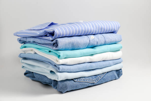 istock Clean garment neatly folded after laundry over bright background 1224409301