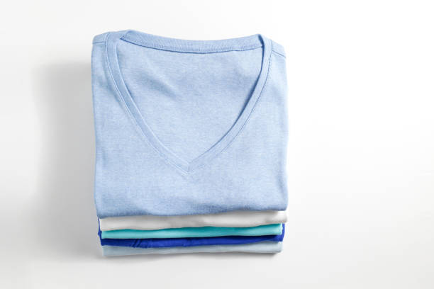 istock Clean garment neatly folded after laundry over bright background 1224409512