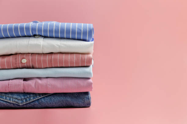 istock Clean garment neatly folded after laundry over bright background 1224410189