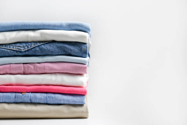 istock Clean garment neatly folded after laundry over bright background 1224410203