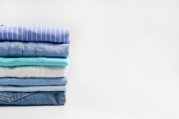 istock Clean garment neatly folded after laundry over bright background 1224410245