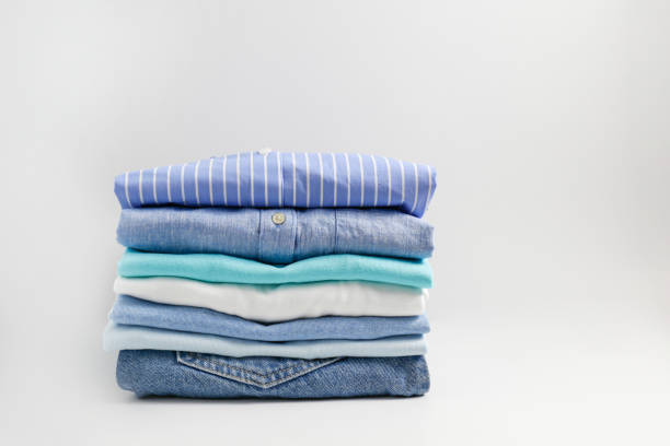 istock Clean garment neatly folded after laundry over bright background 1224410403