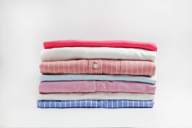 istock Clean garment neatly folded after laundry over bright background 1224410425