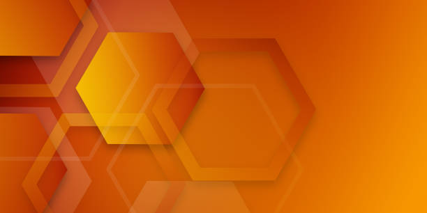 istock Abstract geometric overlapping orange hexagon shape technology digital futuristic concept red background 1224411762