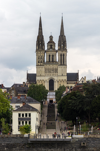View of the cathedral of Angers in Loire valley in France