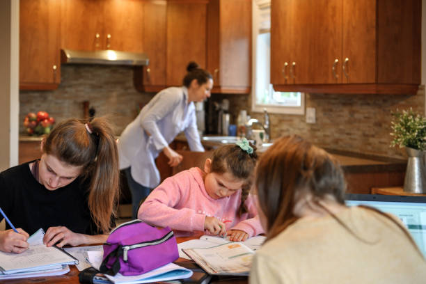 istock Mother Helping To Her Daughters To Finish School Homework During Coronavirus Quarantine 1224413256
