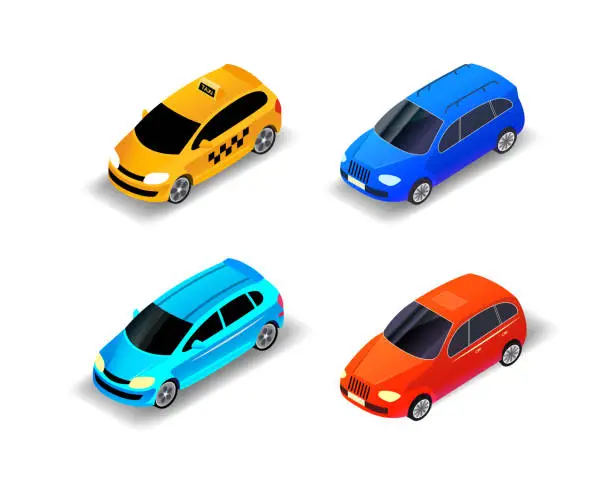 Vector illustration of Vector cars isometric illustration collection