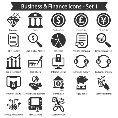 Beautiful, meticulously designed Business & Finance Icon set 1 - Black series