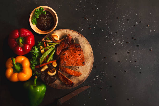 istock Grilled pork pepper steak and vegetable. 1224427429