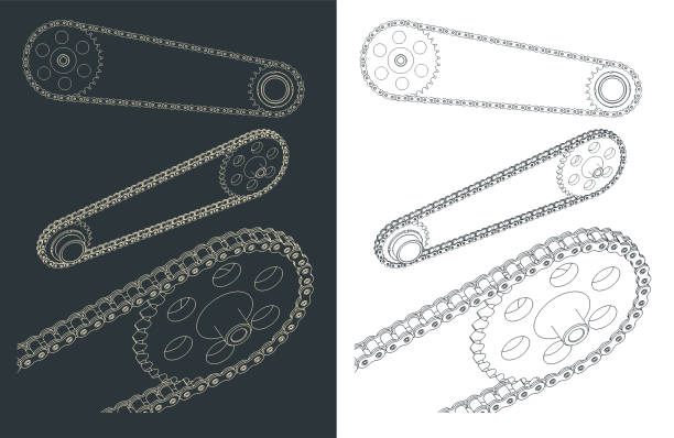 zębatka rowerowa z rysunkami łańcuchowymi - bicycle gear bicycle gear mtb stock illustrations