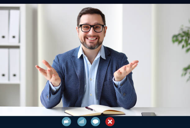 istock Happy businessman during online meeting 1224433922