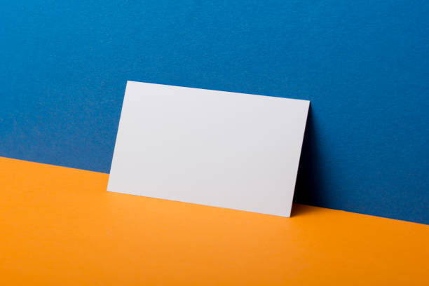 istock Business cards blank. Mockup on color background. Flat Lay. copy space for text 1224435997