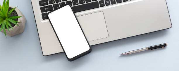 istock Office desk table with supplies. Flat lay Business workplace and objects. Top view. Copy space for text 1224437371