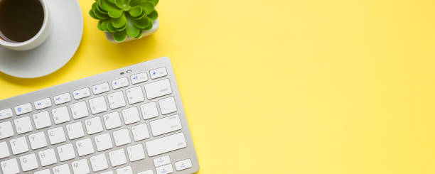 istock Office desk table with supplies. Flat lay Business workplace and objects. Top view. Copy space for text 1224437612