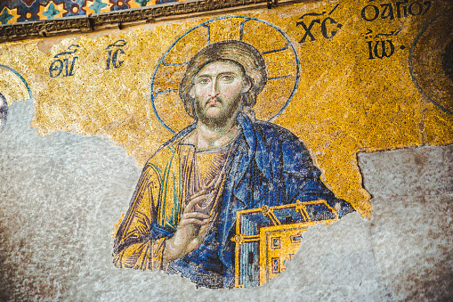 Mosaic From The Byzantine Era In The Hagia Sophia Istanbul