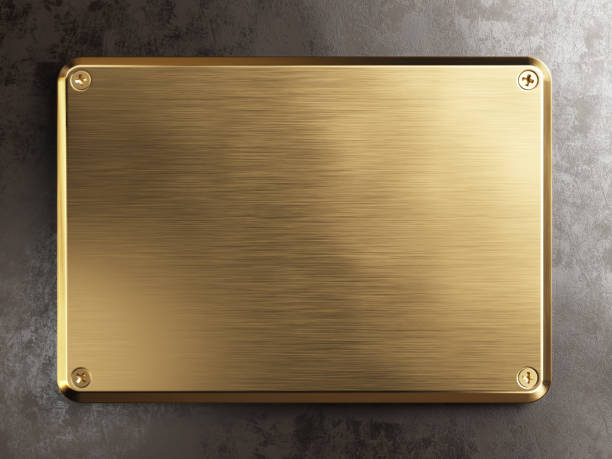 istock Empty gold or brass metal plate. 1224437804