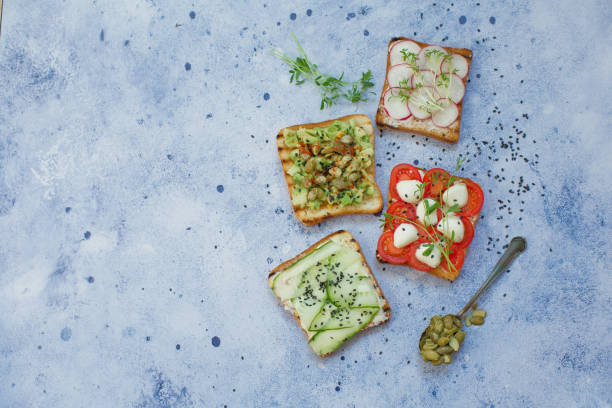 istock Healthy breakfast toasts and vegetables 1224437838