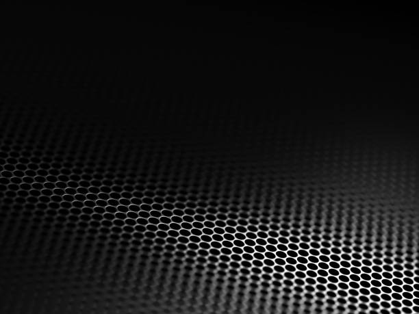 istock Black metal grille background. Perforated sheet metal. 1224437883