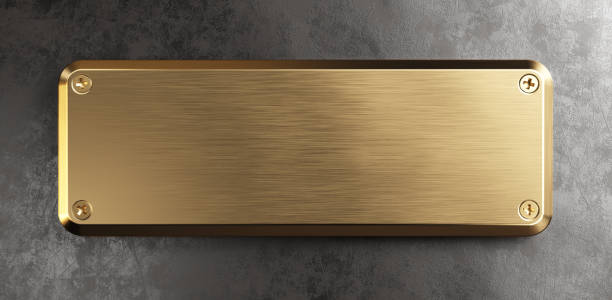 istock Empty brass metal plate. Clipping path included. 1224438971