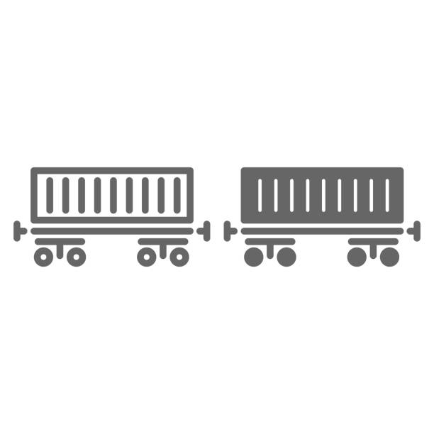 Railway delivery line and solid icon, logistics symbol, train wagon vector sign on white background, Cargo steel cistern icon in outline style for mobile concept and web design. Vector graphics. Railway delivery line and solid icon, logistics symbol, train wagon vector sign on white background, Cargo steel cistern icon in outline style for mobile concept and web design. Vector graphics rail car stock illustrations